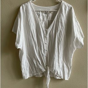 Caffe Marrakech linen blend tie front top